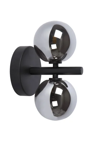 Бра Tycho 45274/02/30 Lucide прозрачный серый на 2 лампы, основание чёрное в стиле винтаж  фото 2
